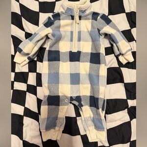 Carter's Blue and Cream Plaid Onesie